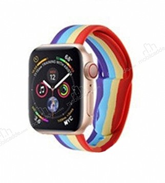 Eiroo Rainbow Apple Watch 4 / Watch 5 Mavi-Krmz Silikon Kordon 44mm