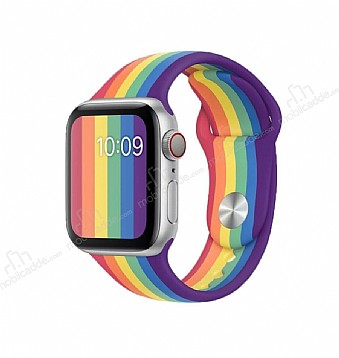 Eiroo Rainbow Apple Watch 4 / Watch 5 Mor Silikon Kordon 40mm