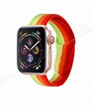 Eiroo Rainbow Apple Watch 4 / Watch 5 Yeil Silikon Kordon 44mm