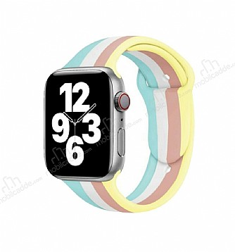 Eiroo Rainbow Apple Watch SE Mavi Silikon Kordon 40mm