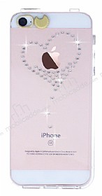 Eiroo Rainbow iPhone SE / 5 / 5S Fla Sensrl Tal Kalp effaf Silikon Klf