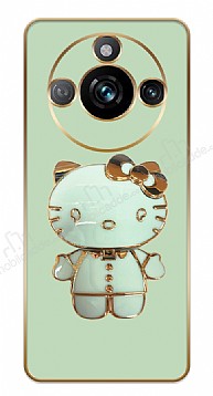 Eiroo Kitty Realme 11 Pro Standl Kamera Korumal Yeil Silikon Klf