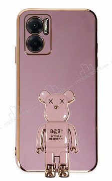 Eiroo Xiaomi Redmi 10 5G Baby Bear Standl Mor Silikon Klf