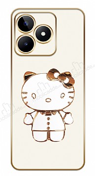 Eiroo Kitty Realme C53 Standl Kamera Korumal Beyaz Silikon Klf