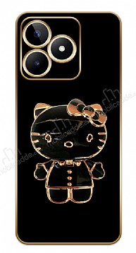 Eiroo Kitty Realme C53 Standl Kamera Korumal Siyah Silikon Klf