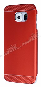 Eiroo Resistant Samsung i9800 Galaxy S6 ift Katmanl Metal Krmz Klf