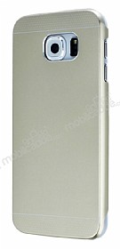 Eiroo Resistant Samsung i9800 Galaxy S6 ift Katmanl Metal Gold Klf