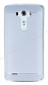 LG G3 Diki zli Silver Silikon Klf