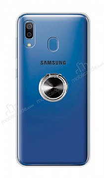 Eiroo Ring Crystal Samsung Galaxy A20 Yzkl Siyah Silikon Klf