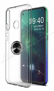 Eiroo Ring Crystal Huawei P40 lite E Siyah Yzkl Silikon Klf