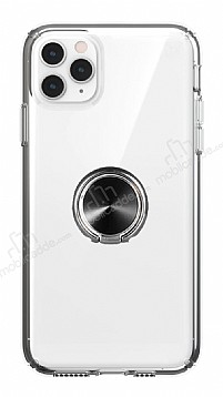 Eiroo Ring Crystal iPhone 11 Pro Max Siyah Yzkl Silikon Klf