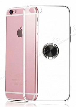 Eiroo Ring Crystal iPhone 6 / 6S Siyah Yzkl Silikon Klf