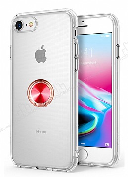 Eiroo Ring Crystal iPhone 7 / 8 Krmz Yzkl Silikon Klf