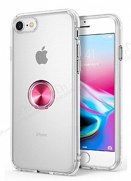 Eiroo Ring Crystal iPhone 7 / 8 Pembe Yzkl Silikon Klf