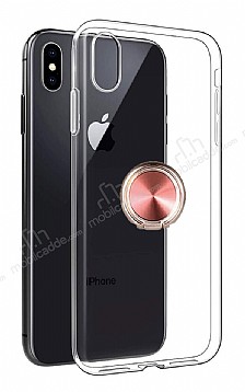 Eiroo Ring Crystal iPhone X / XS Rose Gold Yzkl Silikon Klf