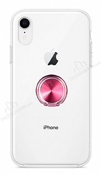 Eiroo Ring Crystal iPhone XR Pembe Yzkl Silikon Klf