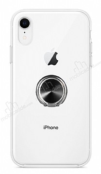Eiroo Ring Crystal iPhone XR Siyah Yzkl Silikon Klf