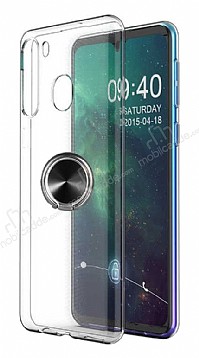 Eiroo Ring Crystal Samsung Galaxy A21 Siyah Yzkl Silikon Klf