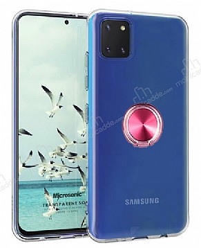 Eiroo Ring Crystal Samsung Galaxy Note 10 Lite Pembe Yzkl Silikon Klf