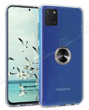 Eiroo Ring Crystal Samsung Galaxy Note 10 Lite Siyah Yzkl Silikon Klf