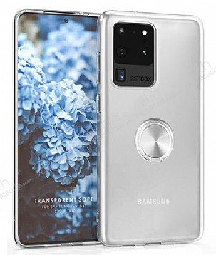 Eiroo Ring Crystal Samsung Galaxy S20 Ultra Silver Yzkl Silikon Klf