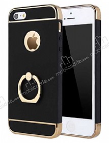 Eiroo Ring Fit iPhone SE / 5 / 5S Selfie Yzkl Siyah Rubber Klf