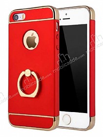 Eiroo Ring Fit iPhone SE / 5 / 5S Selfie Yzkl Krmz Rubber Klf