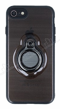 Eiroo Ring Flug iPhone 7 / 8 Selfie Yzkl Siyah Rubber Klf