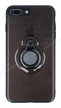 Eiroo Ring Flug iPhone 7 Plus / 8 Plus Selfie Yzkl Siyah Rubber Klf