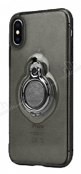 Eiroo Ring Flug iPhone X / XS Selfie Yzkl Siyah Rubber Klf