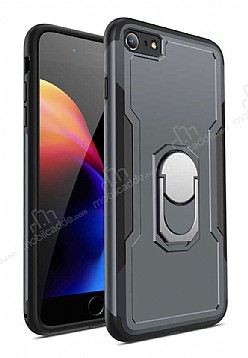 Eiroo Ring Hard iPhone 6 / 6S Ultra Koruma Dark Silver Klf