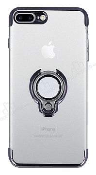 Eiroo Ring Laser iPhone 7 Plus / 8 Plus Selfie Yzkl Siyah Silikon Klf
