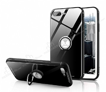 Eiroo Ring Up iPhone 7 Plus / 8 Plus Selfie Yzkl Siyah Cam Klf