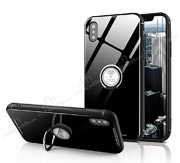 Eiroo Ring Up iPhone XS Max Selfie Yzkl Siyah Cam Klf