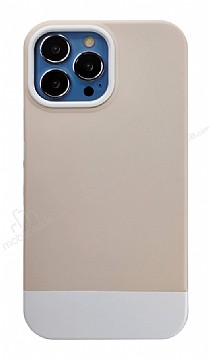 Eiroo Rip-Plug iPhone 13 Pro Max Krem Silikon Kılıf