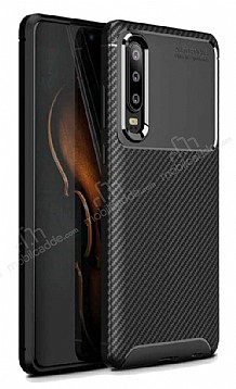 Eiroo Rugged Carbon Huawei P30 Siyah Silikon Klf