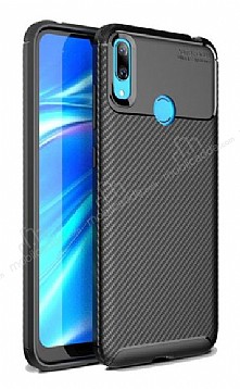 Eiroo Rugged Carbon Huawei Y7 Prime 2019 Siyah Silikon Klf