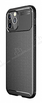 Eiroo Rugged Carbon iPhone 12 Pro Max 6.7 in Siyah Silikon Klf
