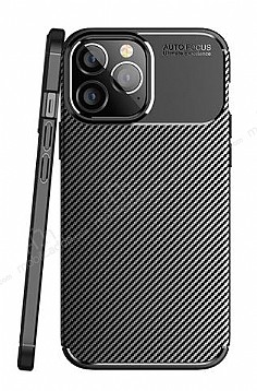 Eiroo Rugged Carbon iPhone 14 Pro Siyah Silikon Klf