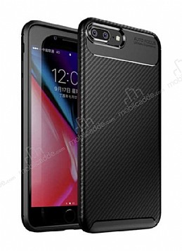 Eiroo Rugged Carbon iPhone 7 Plus / 8 Plus Siyah Silikon Klf