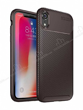 Eiroo Rugged Carbon iPhone XR Kahverengi Silikon Klf