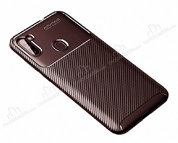 Eiroo Rugged Carbon Samsung Galaxy A11 Kahverengi Silikon Klf