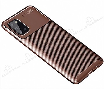 Eiroo Rugged Carbon Samsung Galaxy A31 Kahverengi Silikon Klf