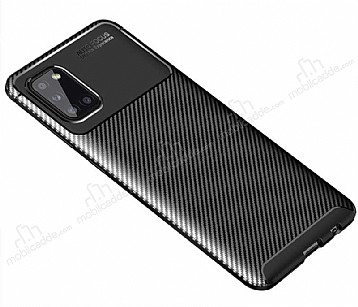 Eiroo Rugged Carbon Samsung Galaxy A31 Siyah Silikon Klf