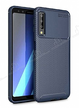 Eiroo Rugged Carbon Samsung Galaxy A7 2018 Lacivert Silikon Klf