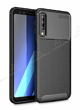 Eiroo Rugged Carbon Samsung Galaxy A7 2018 Siyah Silikon Klf