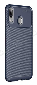 Eiroo Rugged Carbon Samsung Galaxy M20 Lacivert Silikon Klf