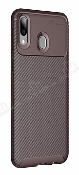 Eiroo Rugged Carbon Samsung Galaxy M20 Kahverengi Silikon Klf