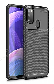 Eiroo Rugged Carbon Samsung Galaxy M21 Siyah Silikon Klf
