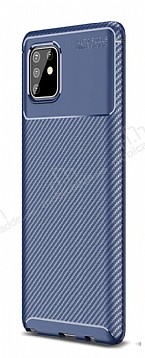 Eiroo Rugged Carbon Samsung Galaxy Note 10 Lite Lacivert Silikon Klf